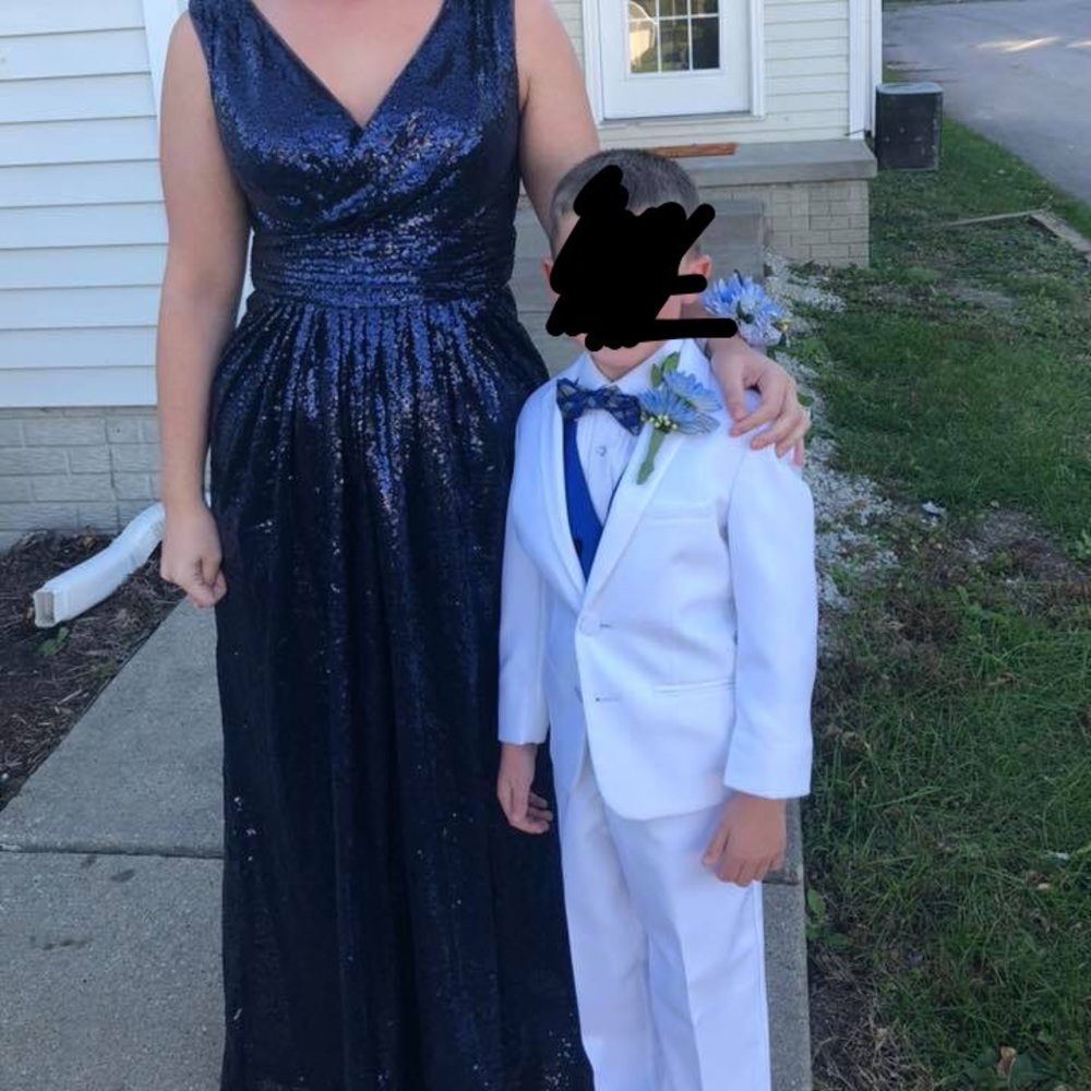 Kate Kasin Navy Sequin Dress